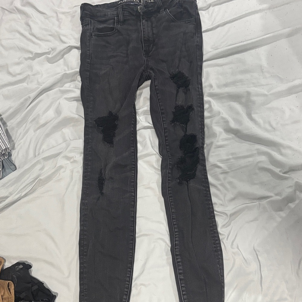 Distressed Black Women's Jeans